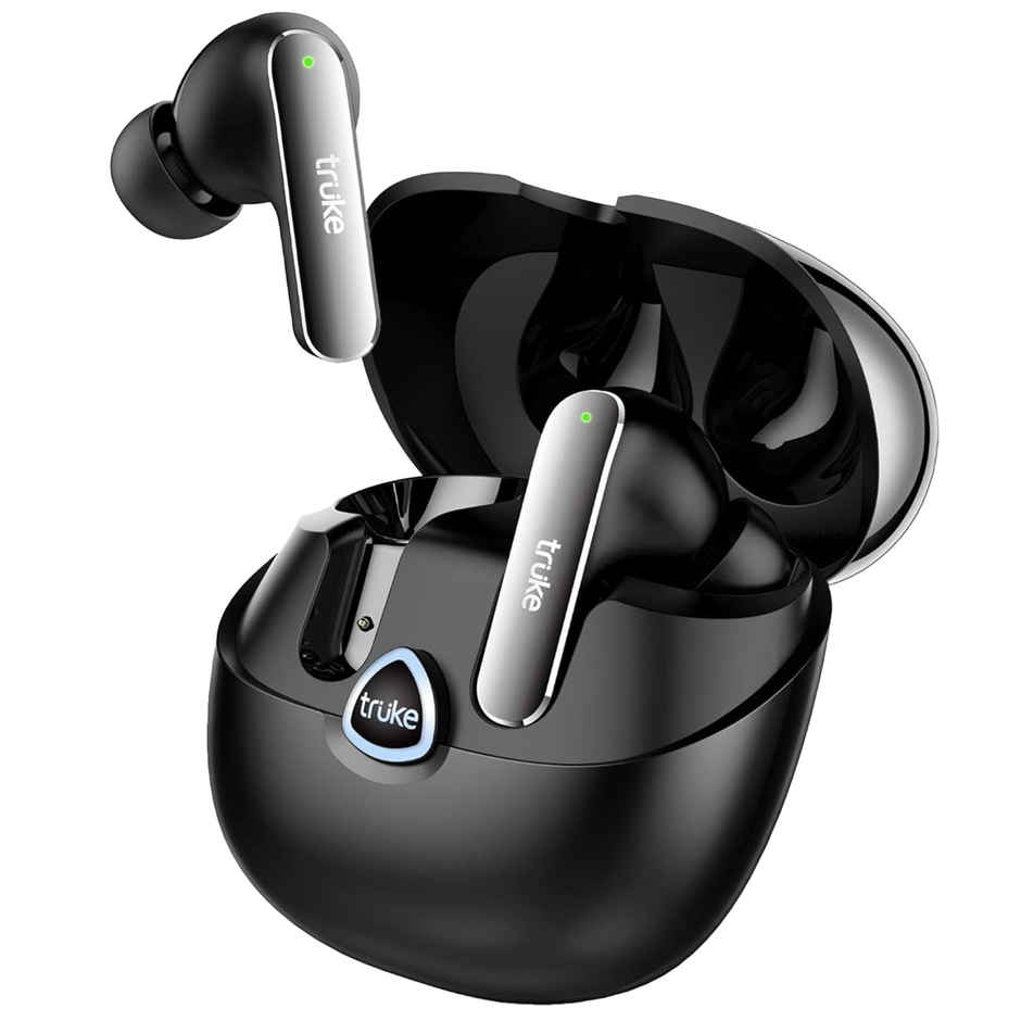truke Buds F1 Ultra TWS in Ear Earbuds Spatial Audio Experience, 60H Playtime Ear Buds, Quad Mics Crystal-Clear Calls, Fast Charging, Bluetooth 5.3, Noise Cancellation, Gaming Mode - Black