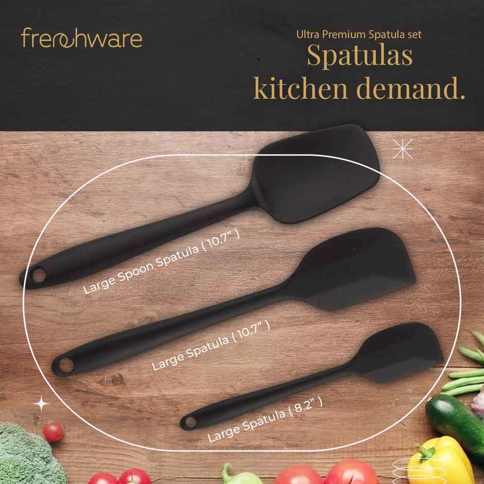 Frenchware Non-Stick Silicone Spatulas, Heat-Resistant, Food-Grade & BPA-Free - Black