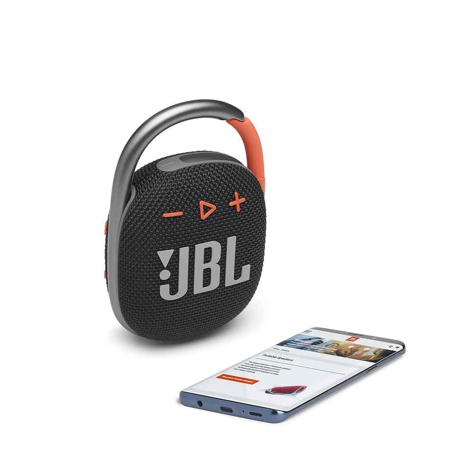 JBL Clip 4, Wireless Ultra Portable Bluetooth Speaker (Without Mic, Black & Orange)