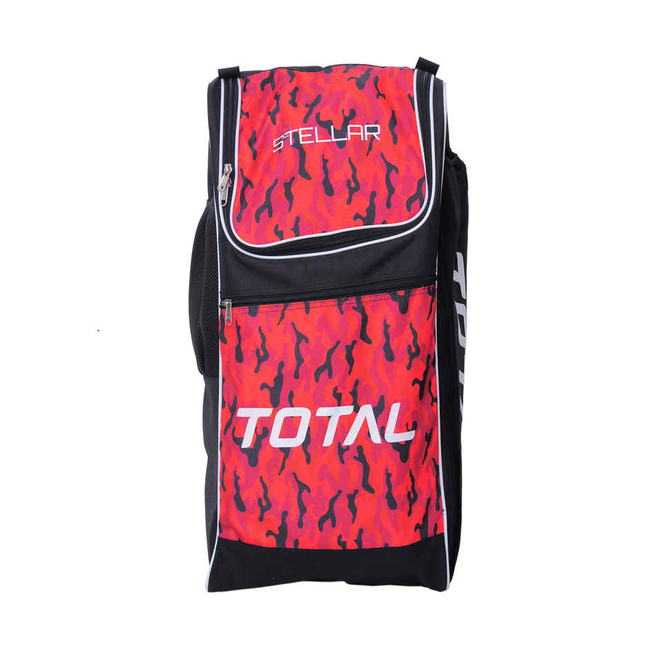 Total Premium Duffle Cricket Bag With Bat Holder & Shoulder Straps-Black-orange, Full-size