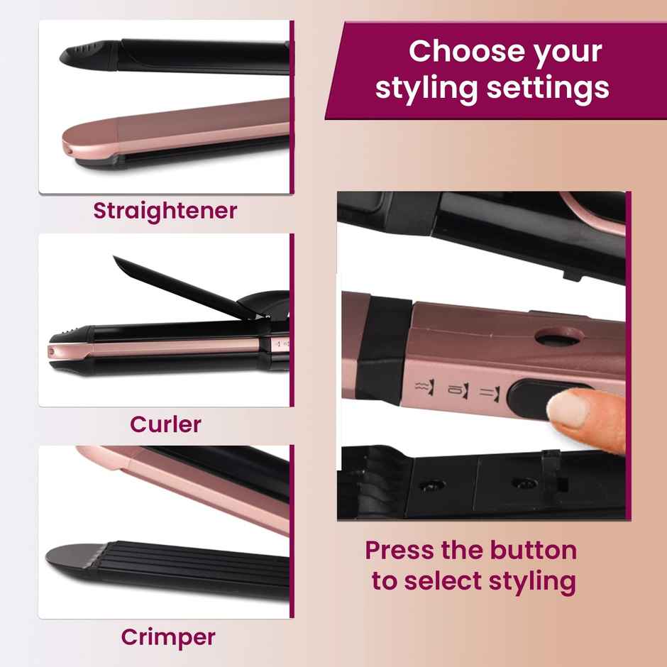 Agaro Hs1119 3-In1 Hair Styler - Black & Rose Gold