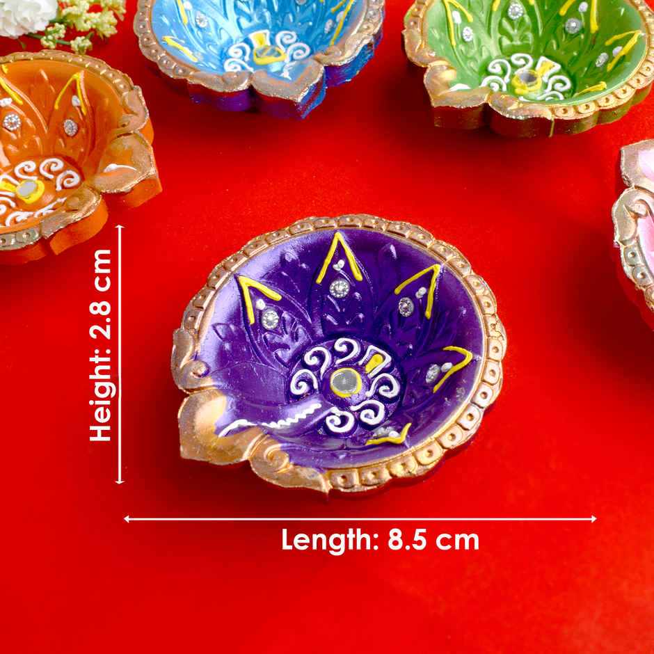 Designer Clay Diya | Pack of 6 | | Satvik