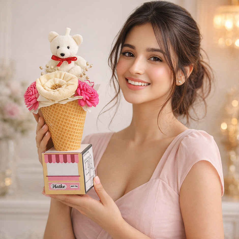 Love Scoop Teddy Bouquet Arrangement | Ideal for Gifting | FNP