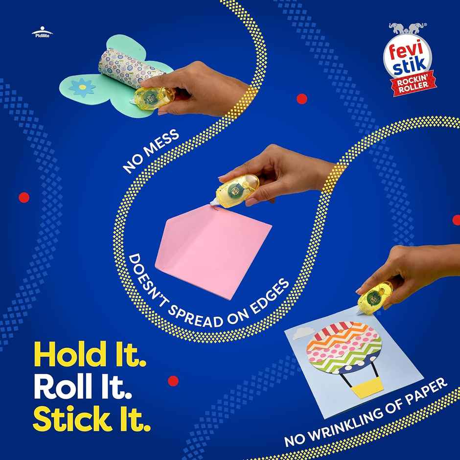 Fevistik Rockin' Roller - Adhesive Roller Mess Free Fevistik Easy To Use Adhesive