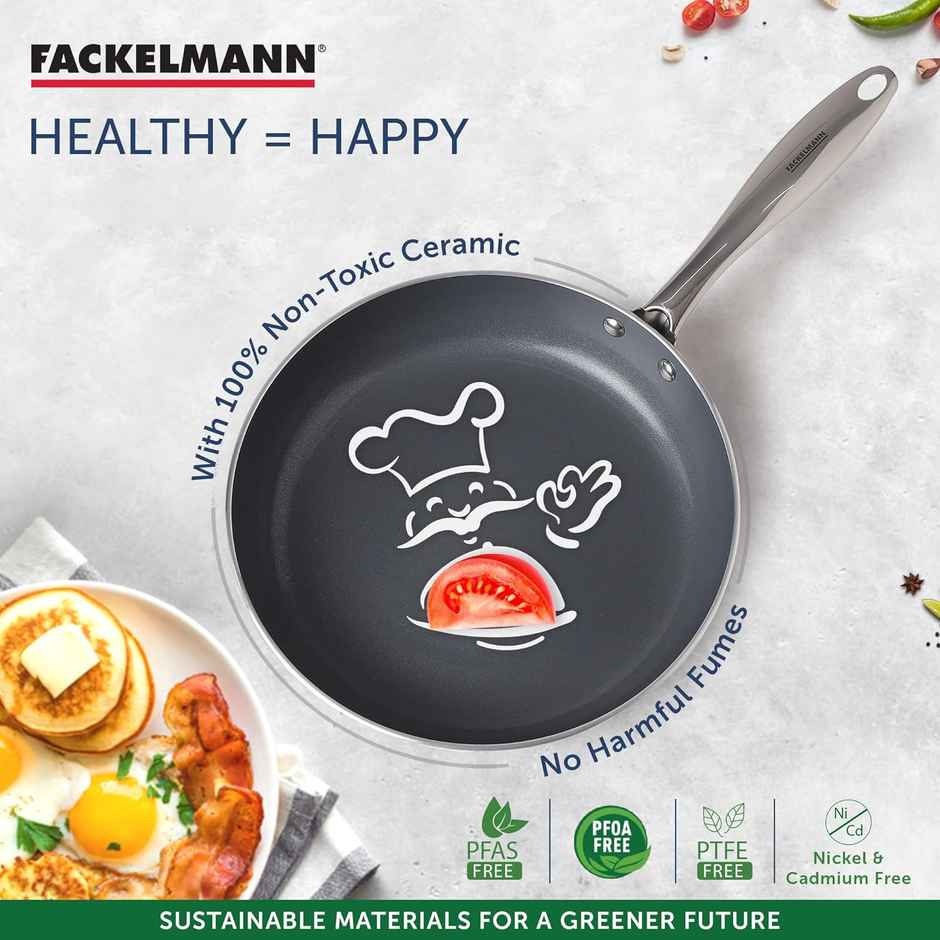 Fackelmann Ceramic Nonstick Fry Pan 24cm, German Tech, Induction, Egg Pan, Frying, Tossing, Saute