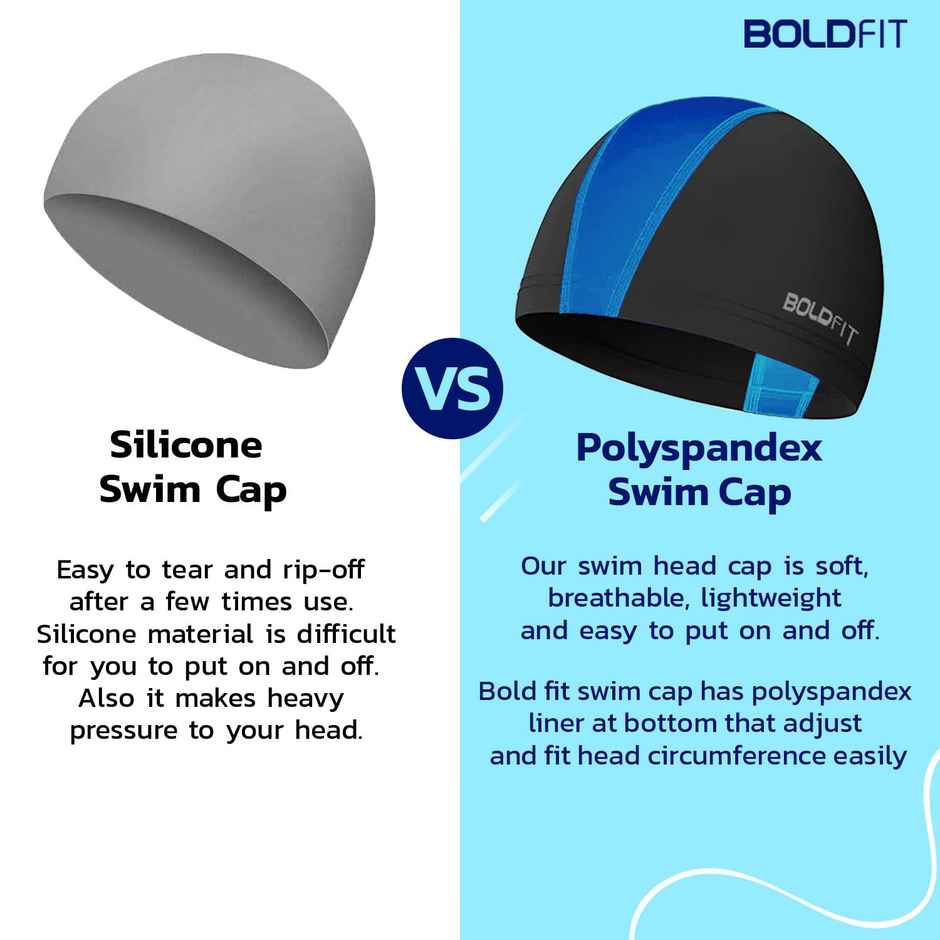 Boldfit Swimming Cap Spandex Fabric Unisex Breathable Fabric,Easyfit - Blueblack