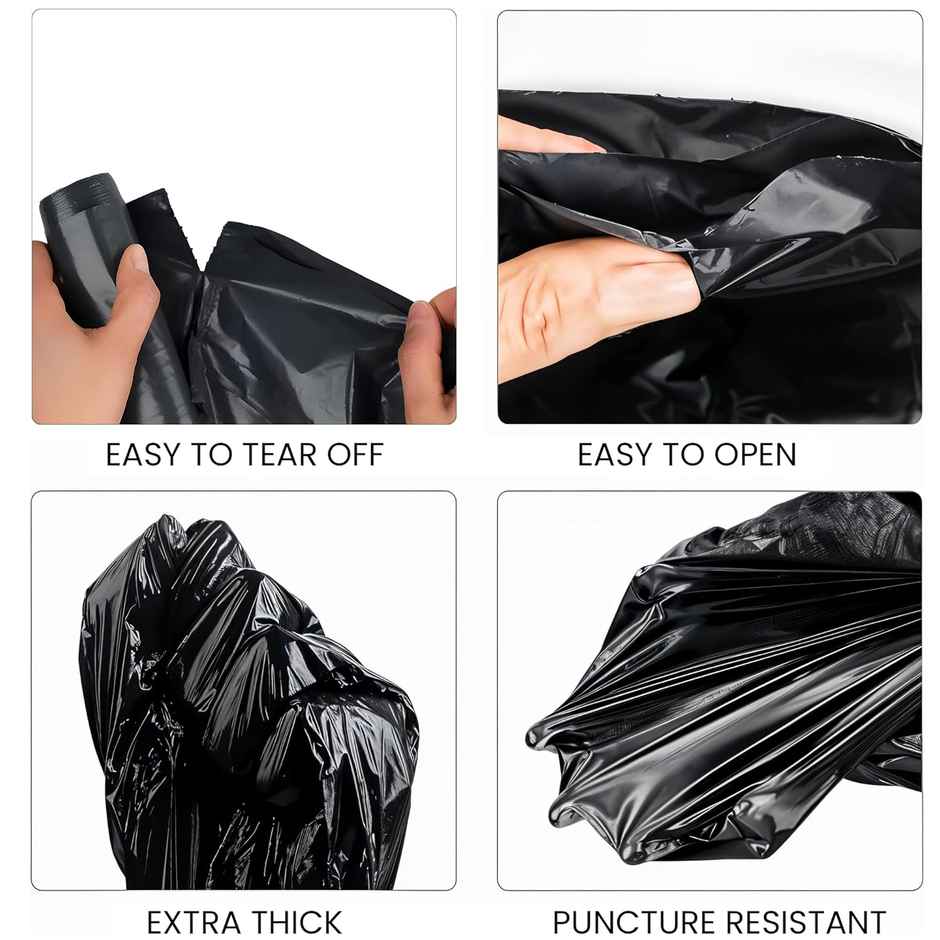 Kuber Industries 7 L Medium Leakproof Eco Friendly Dustbin Bags (30 Pcs) For Trash & Waste|Black