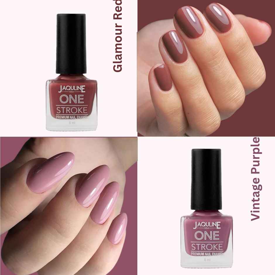 Jaquline USA One Stroke 4 In 1 Nail Kit | Long Lasting | Chip Resistant | Vegan | Quick Dry