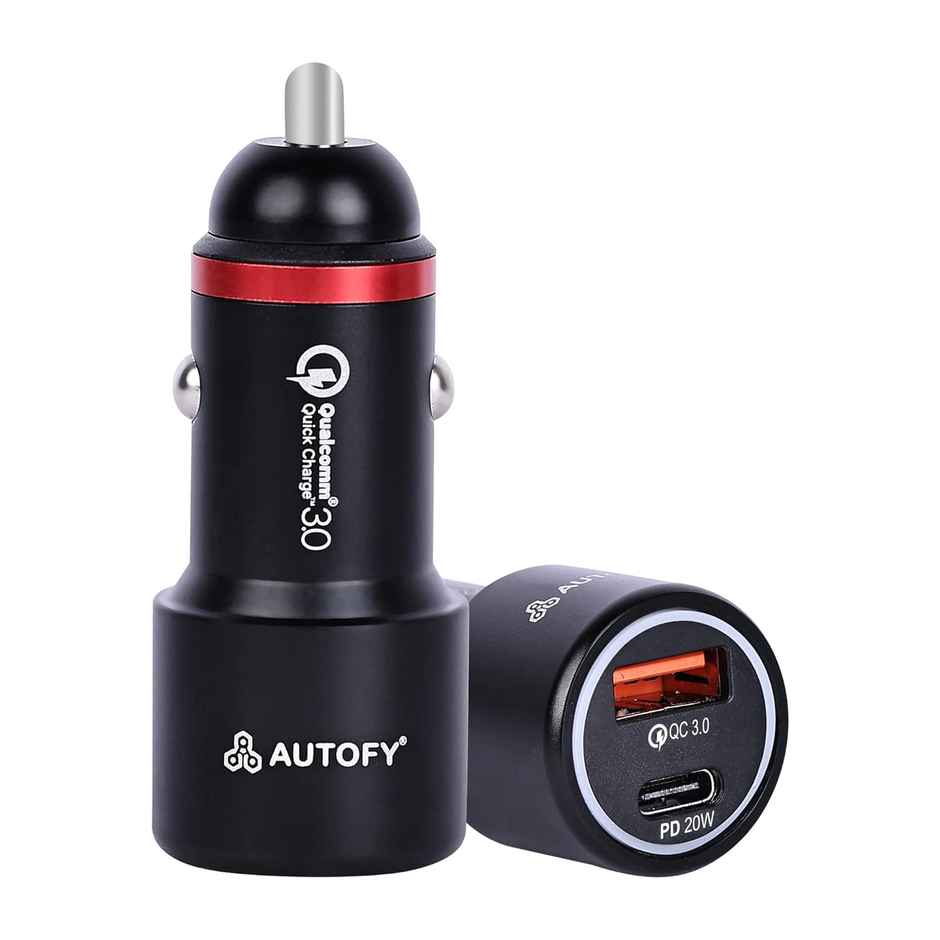 Autofy 38W | 20W Power Delivery Type-C + 18W Qc Certified Qc 3.0 Fast Car Mobile Charger