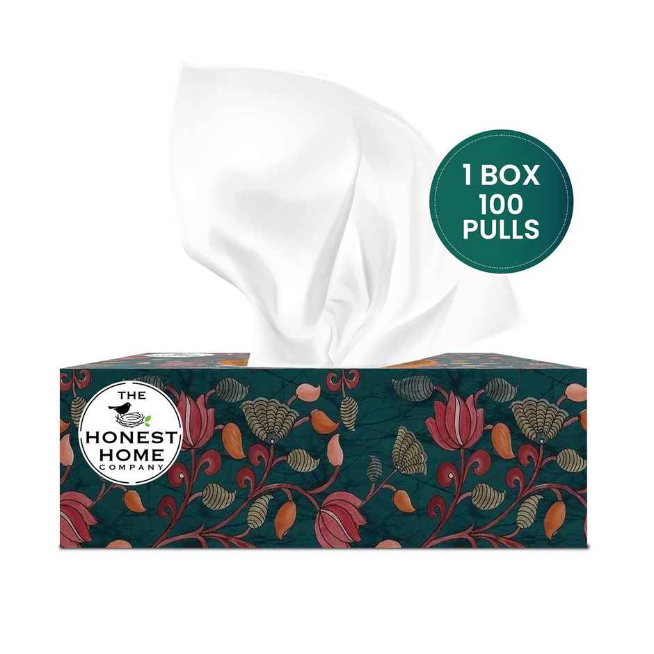 The Honest Home Company Face Tissue 2 Ply - 100 Pulls | Festive Green