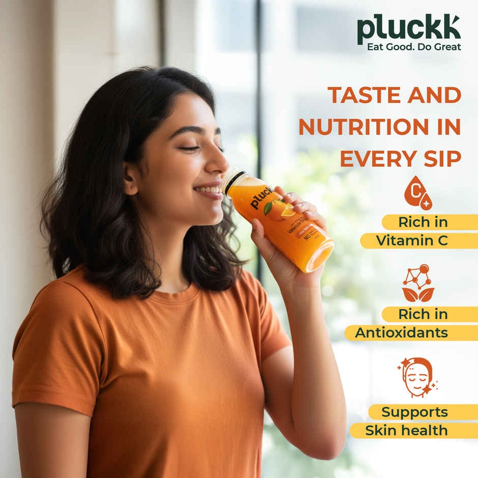 Pluckk Cold-Pressed Valencia Orange Juice | No Sugar, No Preservatives | Rich in Vitamin C