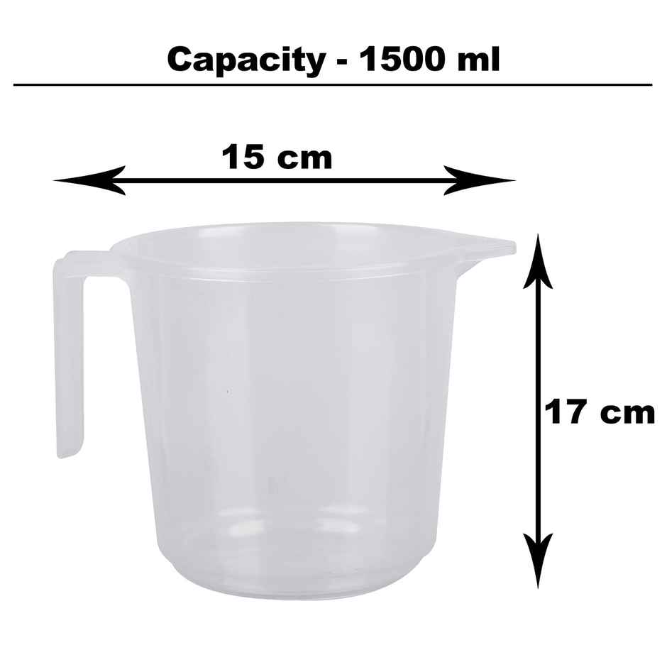 Kuber Industries Plastic Bathroom Mug|Bath Mug | 1500 ml | Pack of 2 | Transparent