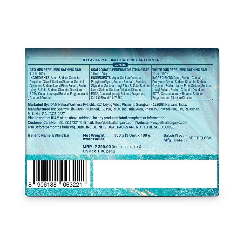 Bella Vita Perfumed Bathing Soap For Men 3 X 100 gm