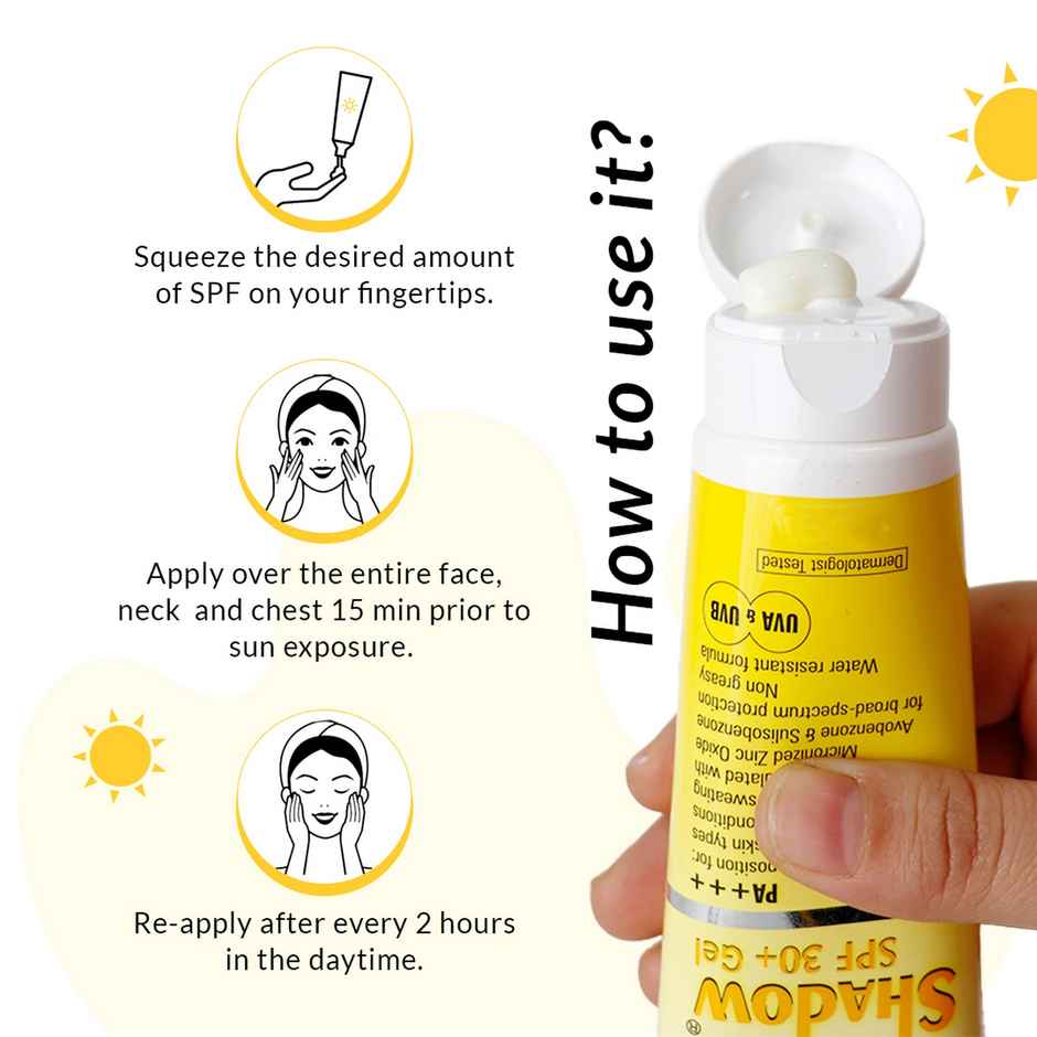 Fixderma Shadow Sunscreen SPF 30+ Gel Sunscreen For Oily Skin Sun Screen Protector SPF 30 For Body