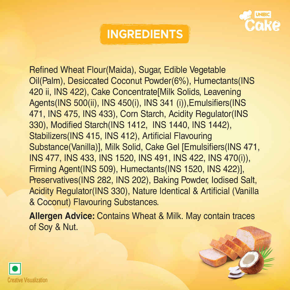 Unibic Coconut Delight Veg Bar Cake | Eggless