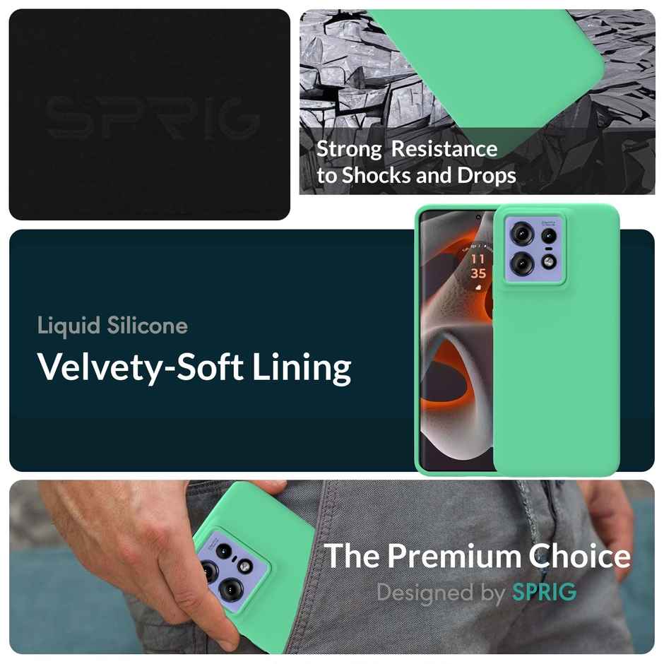 Sprig Liquid Silicon Back Cover/back Case for Moto Edge 50 Pro | Pastel Green