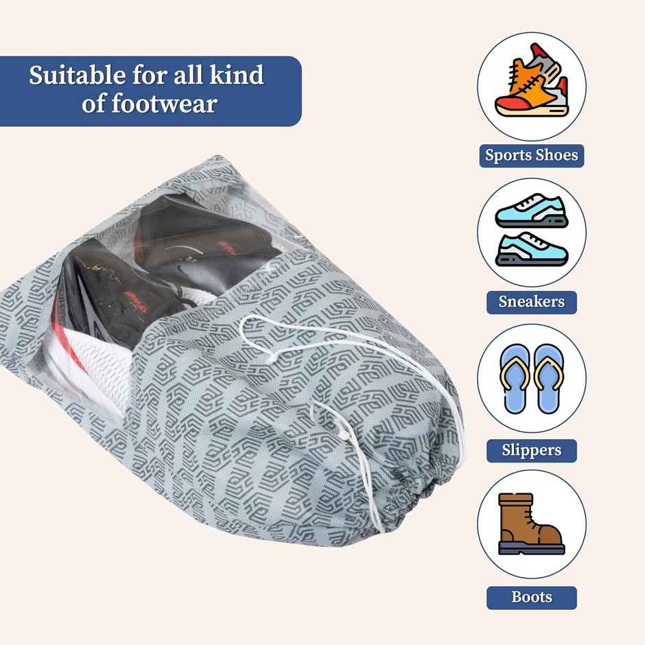 Homestrap Shoe Bag With Drawstring - Grey | Pack of 4