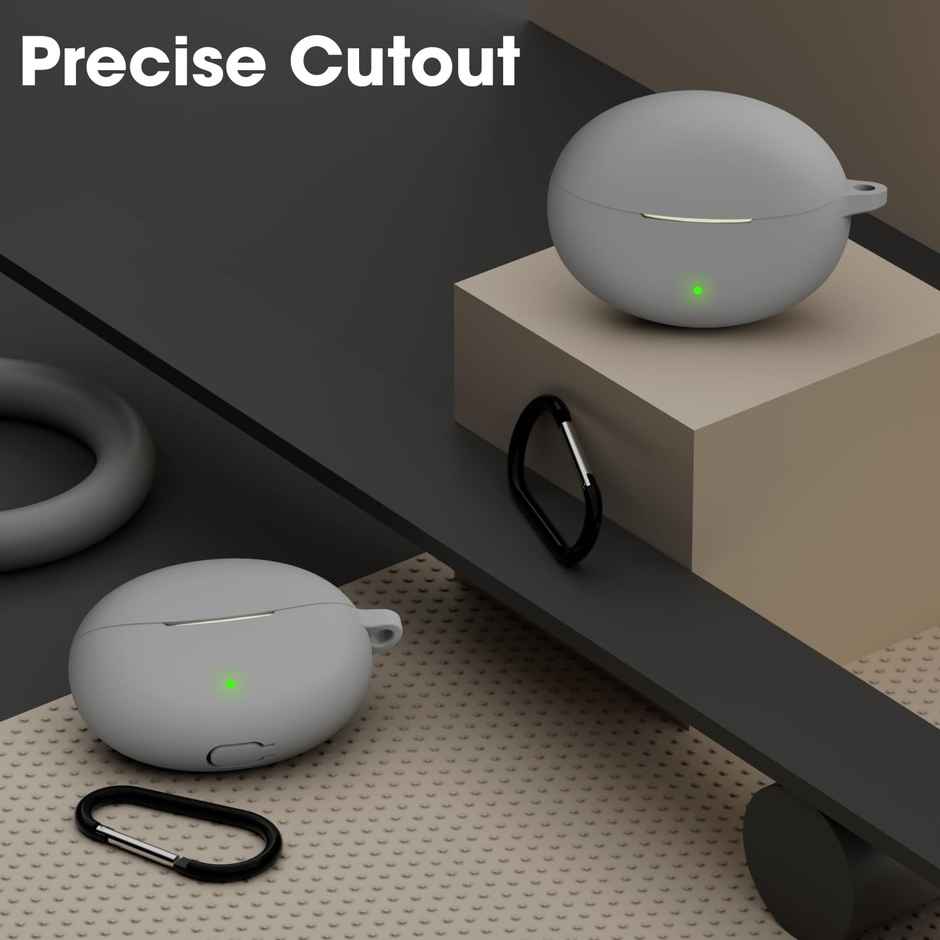 Sounce TWS-Silicone Earphone Case Cover for Oppo Enco Air3 Pro | With Keychain | Black