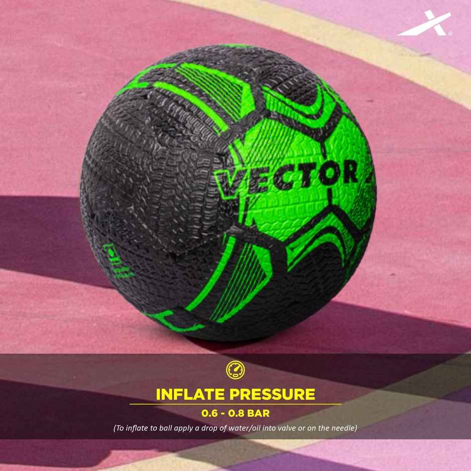 Vector X Street Soccer Rubberized Moulded Football | With Pump | Size 5 | Green Black