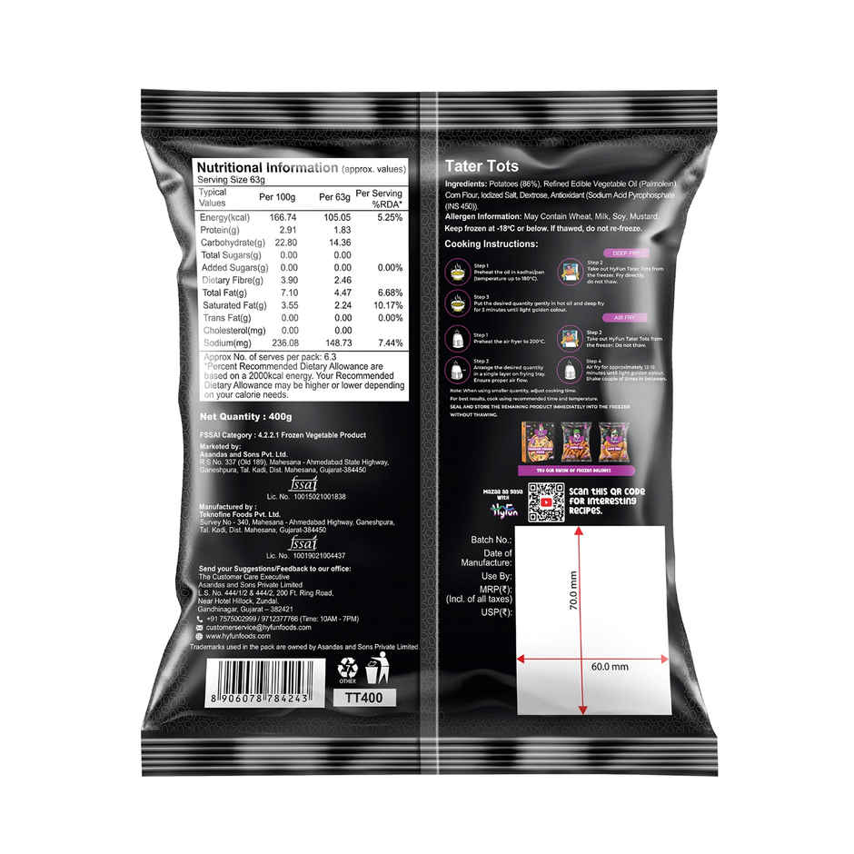 HyFun Tater Tots, No Onion No Garlic, Potato Snack | Frozen