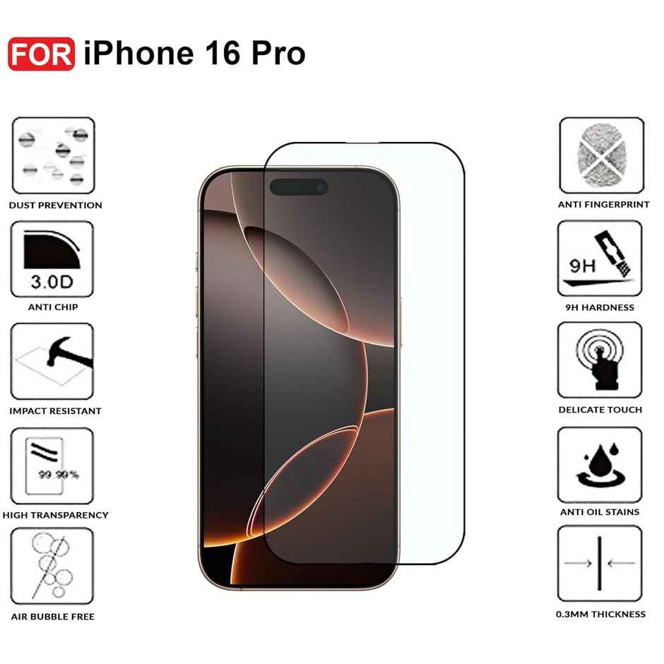Artistque Tempered Glass for iPhone 16 Pro Screen Protector Guard