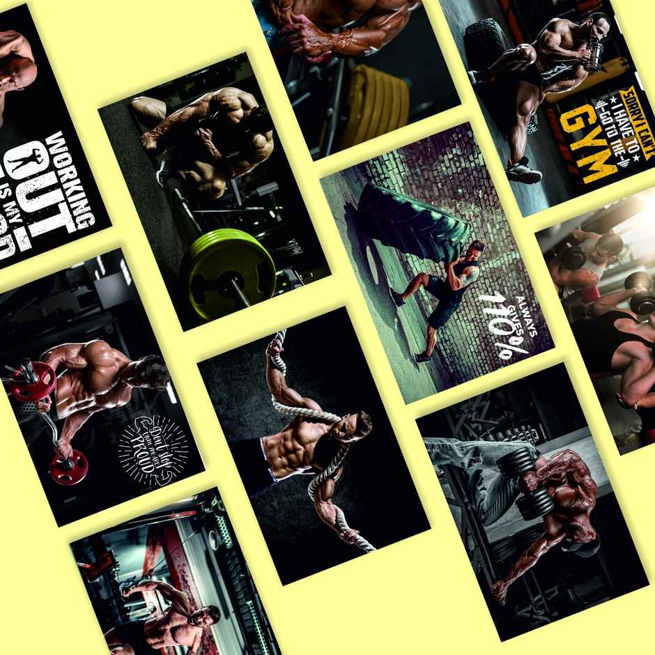 Paper Plane Design Motivational Gym/Fitness Workout Posters | Set of 10 | (12 Inch x 18 Inch) D6