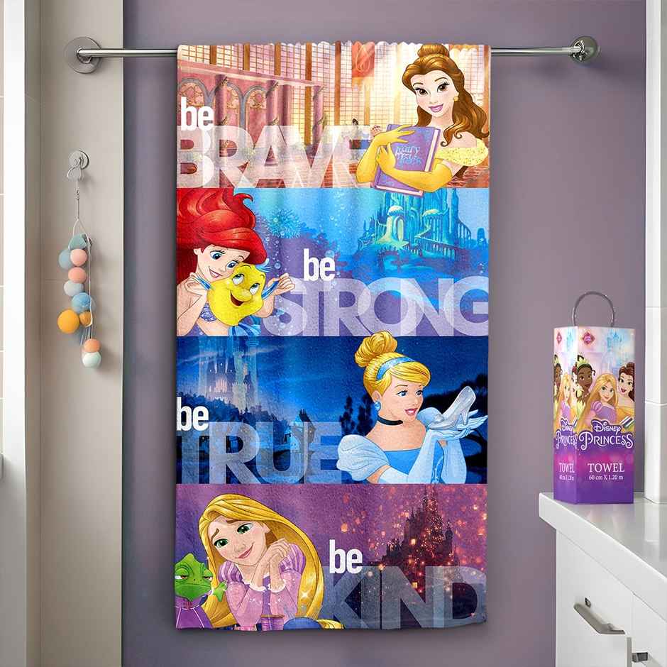 Sassoon Disney Princess Cotton Bath Towel For Kids | Multi | 60 x 120 cm