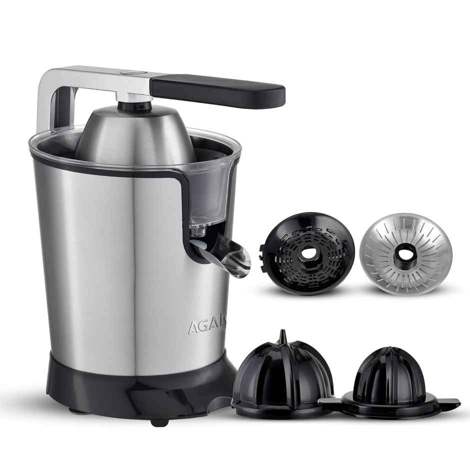 Agaro Regency Electric Citrus Juicer - 350W | 650 ml | Pulp Regulator | AC Motor - Black & Silver