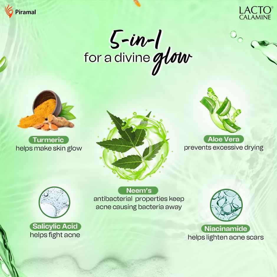 Lacto Calamine Facewash With Neem, Aloe Vera & Turmeric