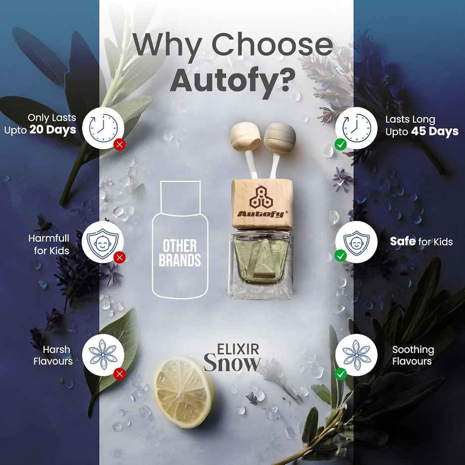 Autofy ELIXIR Car Perfume AC Vent Car Fragrance Car Air Freshener Long Lasting | Snow