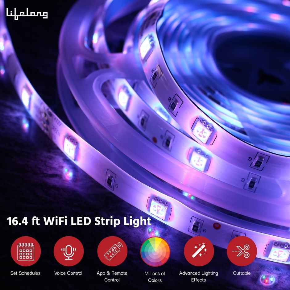 Lifelong Smart LED Strip Lights 5M (16.4 Feet) Works with Alexa & Google| IP65 Waterproof (LLESL5M)