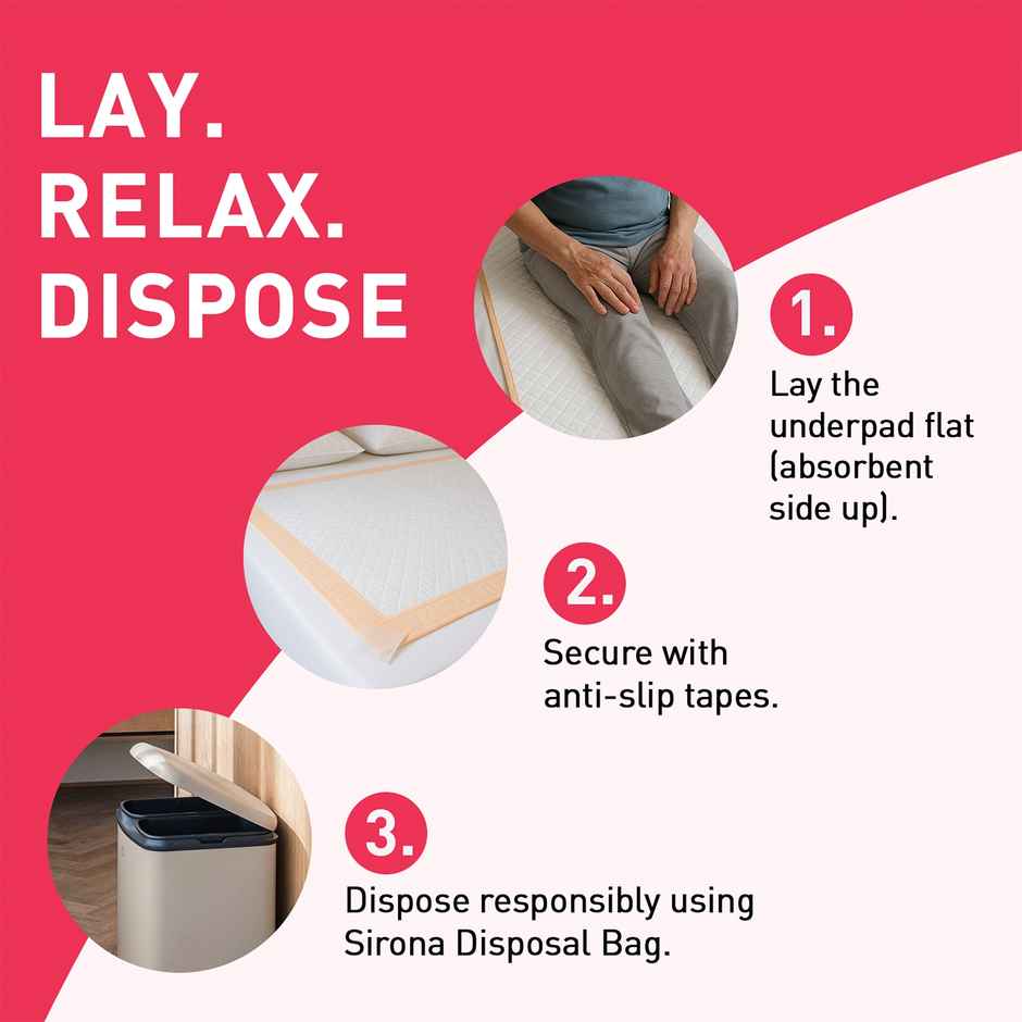 Sirona Disposable Underpads - Large | Gel-Lock Technology | Soft, Leak-Proof Protector | Anti-Slip