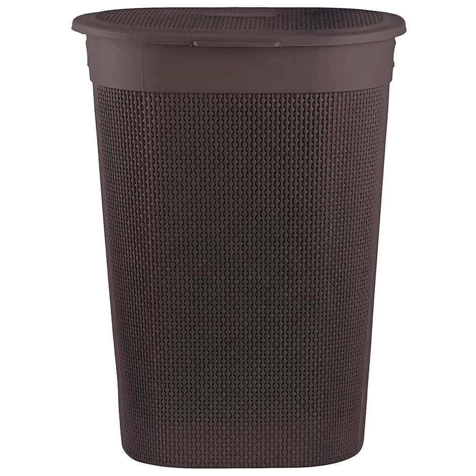 Kuber Industries 55 L Multipurpose Plastic Laundry Basket with Lid | Brown