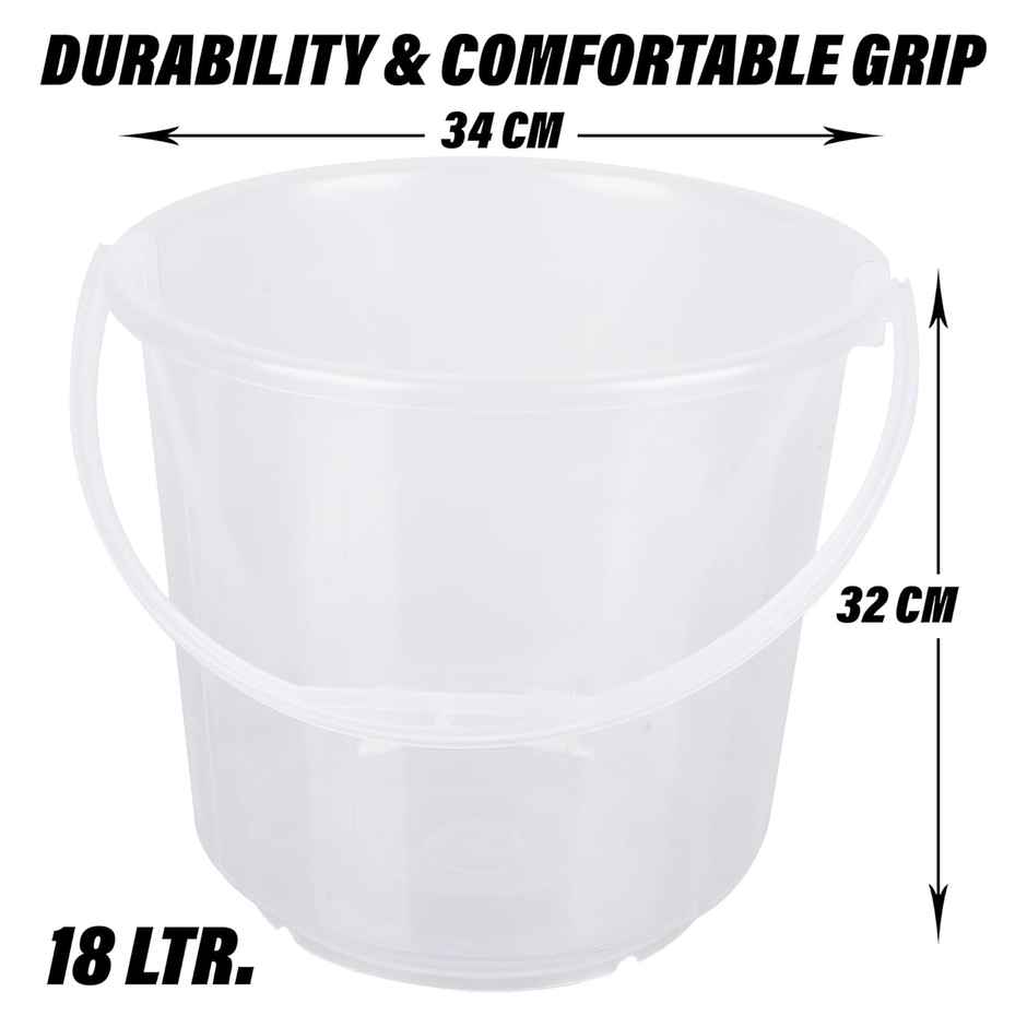 Kuber Industries Plastic Bucket for Bathroom for Bathing|18 L|Transparent
