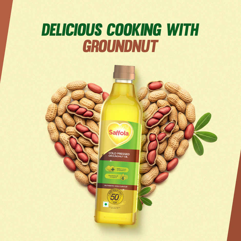 Saffola Groundnut (Peanut) Cold Pressed Oil | Cold Pressed Groundnut Oil | Helps Lower Cholesterol