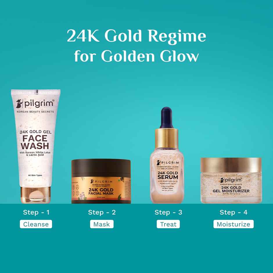 Pilgrim 24K Gold face mask for Glowing skin, Boosts Collagen and Restores Skin Radiance, For Men & Women