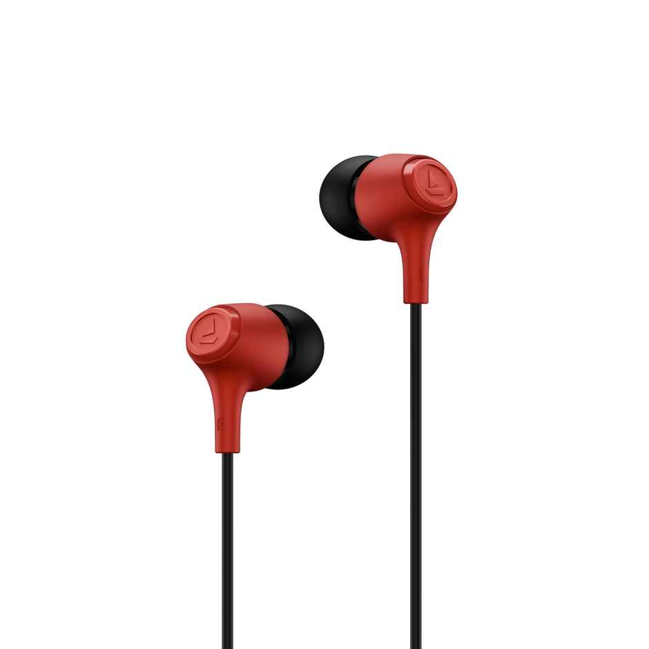 boAt BassHeads 95 Wired Earphones, 10mm Drivers, Signature Sound, in-Line Microphone, Integrated Controls, Snug Fit, Lightweight, Voice Assistant, 120cm Cable & 3.5mm Jack - Raging Red