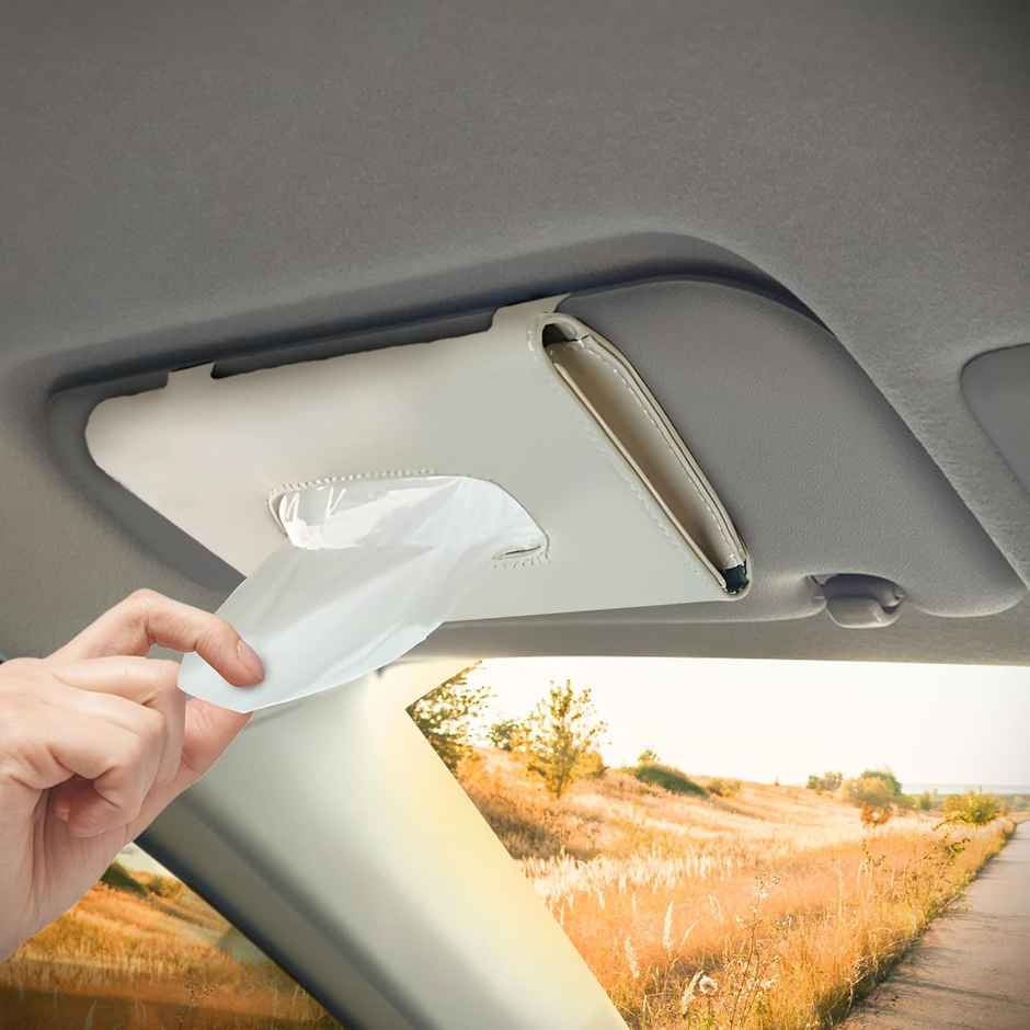 Autoguys Universal Tissue Holder For Car With 1 Set Tissues Included - Beige