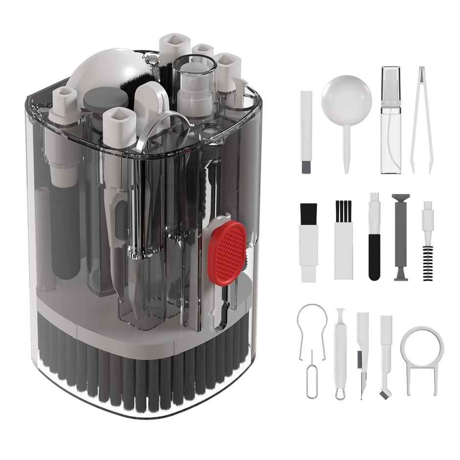 Portronics Clean T 21 in 1 Smart Multifunctional Gadget Cleaning Kit for Laptops, Smartphones, Keyboard, Earbuds, Earphone, Camera Lens, Mist Spray, Air Blower, Long Brush, Key Puller - White