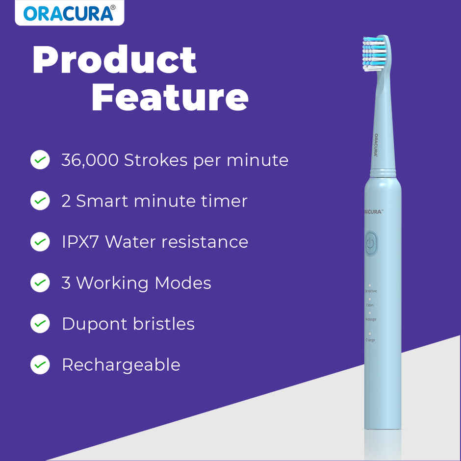 Oracura Sb200 Sonic Lite Rechargeable Electric Toothbrush Blue