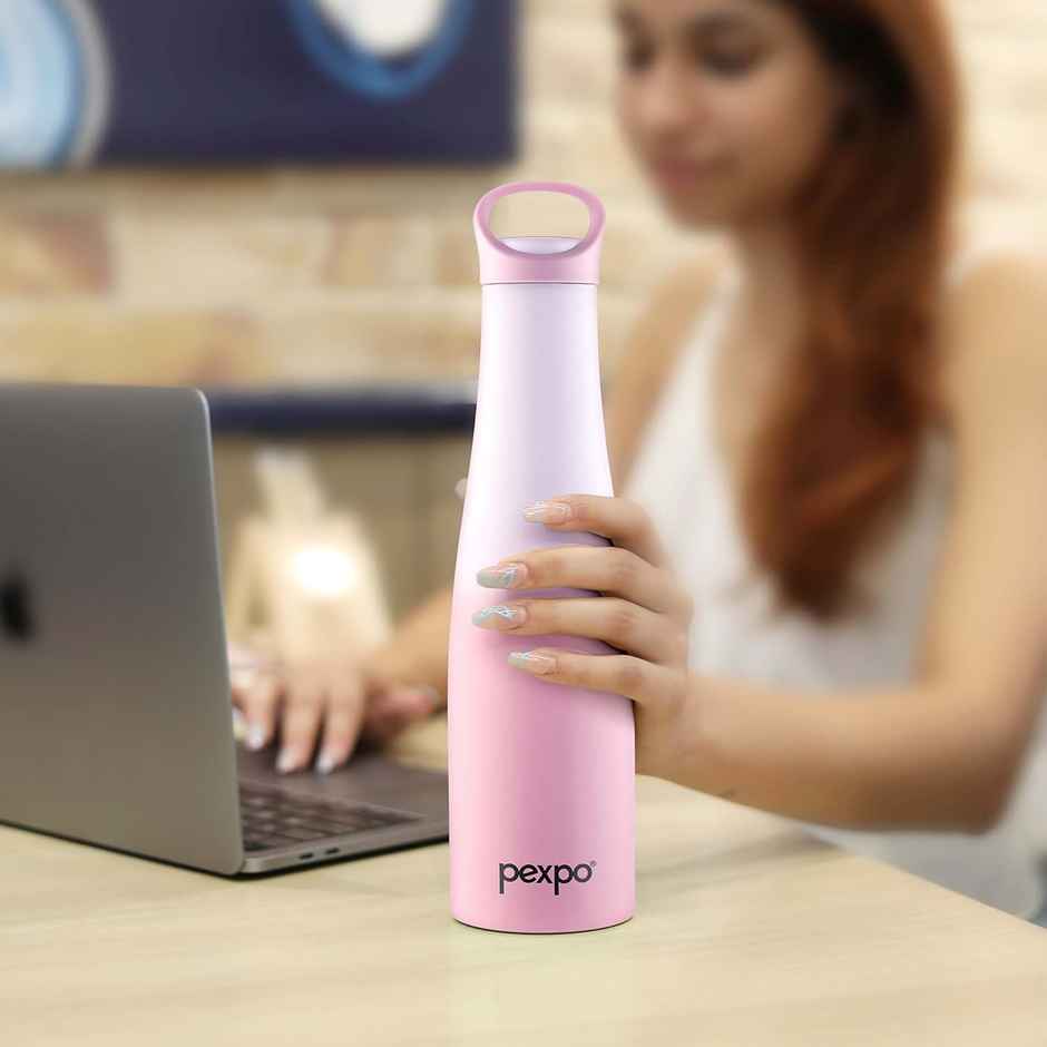 Pexpo Stainless Steel Morocco Hot & Cold Insulated Water Bottle | Pink & Purple | 620 ml