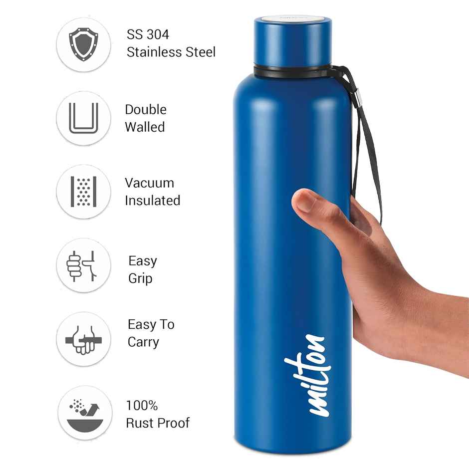 Milton Stainless Steel Aura 1 L Thermosteel Bottle | 1.05 L | Dark Blue