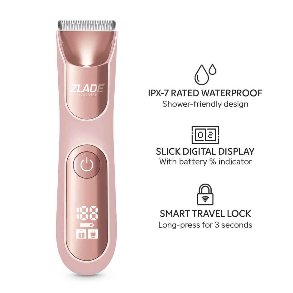Zlade Summer Pro Intimate Body Trimmer for Women|Soft Ceramic Blades|Waterproof|Digital Display