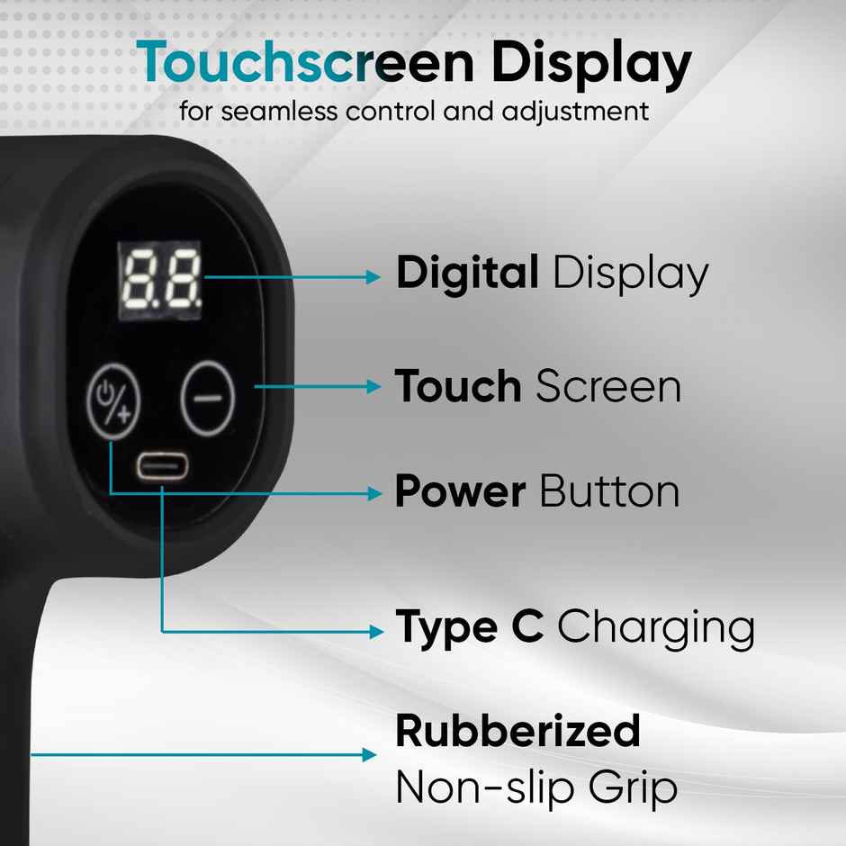 Vega Hand Massage Gun With Muscle Ease Therapy for Body Pain Relief With Touch Display - Vhmg-01