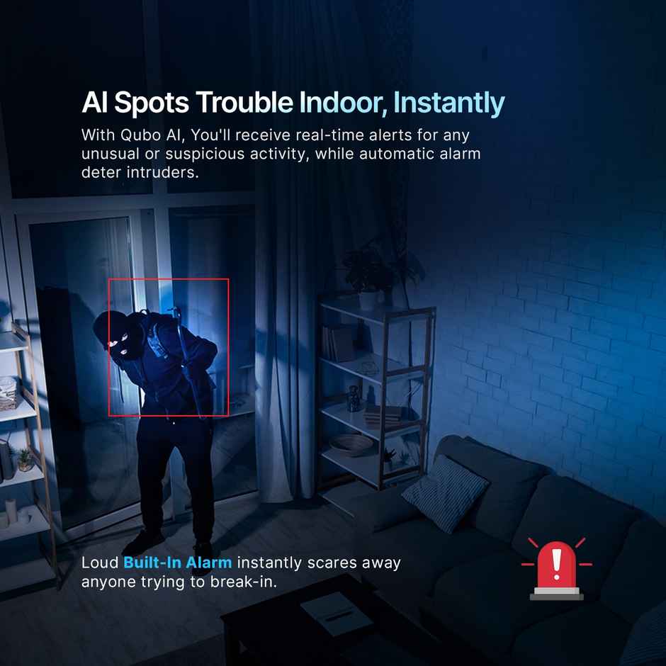 Qubo Smart Cam 360 | 3MP | 2K Resolution|Wi-Fi CCTV Indoor Security Camera from Hero Group