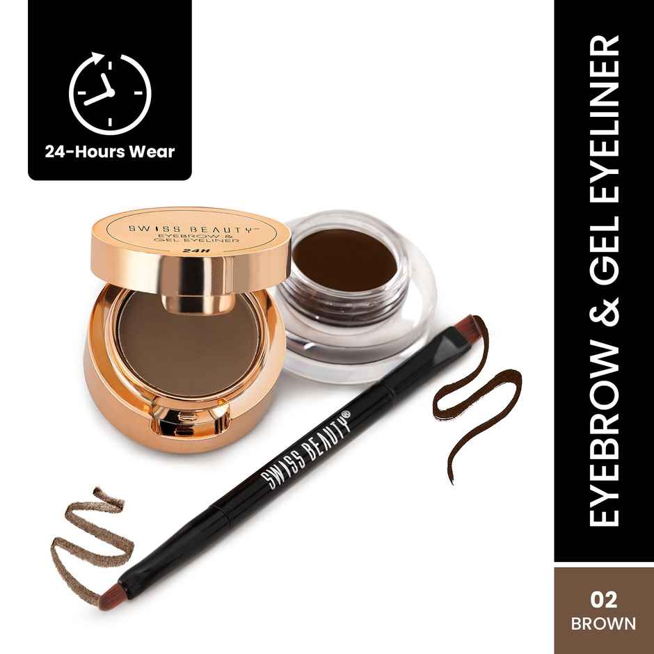 Swiss Beauty 2 in 1 Eyeliner Eyebrow Filler and Kajal | 02 Brown