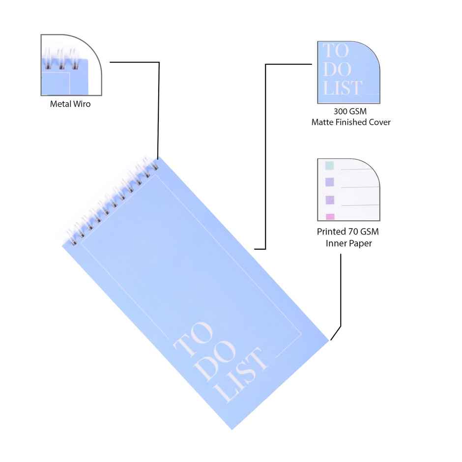 Papboo To-Do List With 80 Planing Pages 4*8 Inches, 70 Gsm Paper - Sky Blue