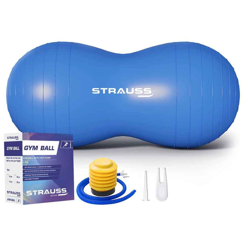 Strauss Rubber Anti-burst Gym Ball | Peanut Shape | 95x45 Cm | Blue
