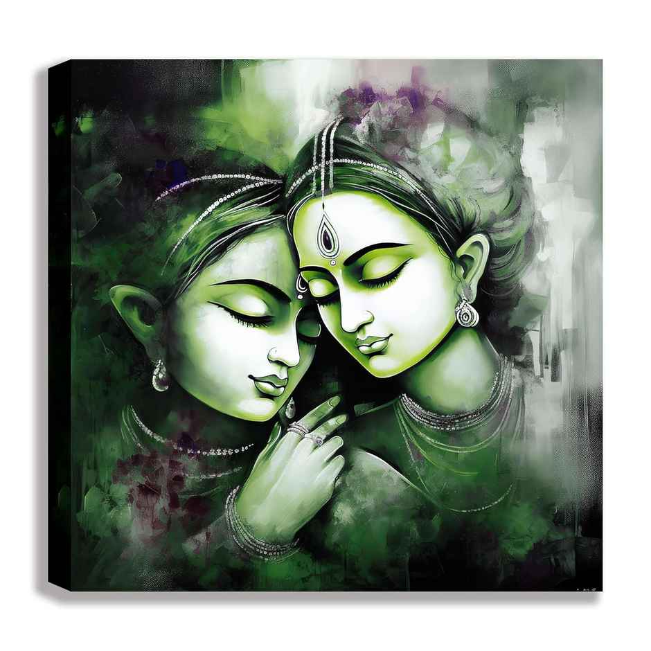 Indianara Radha Krishna Canvas Painting for wall decoration | 20 x 20 inch - 10414