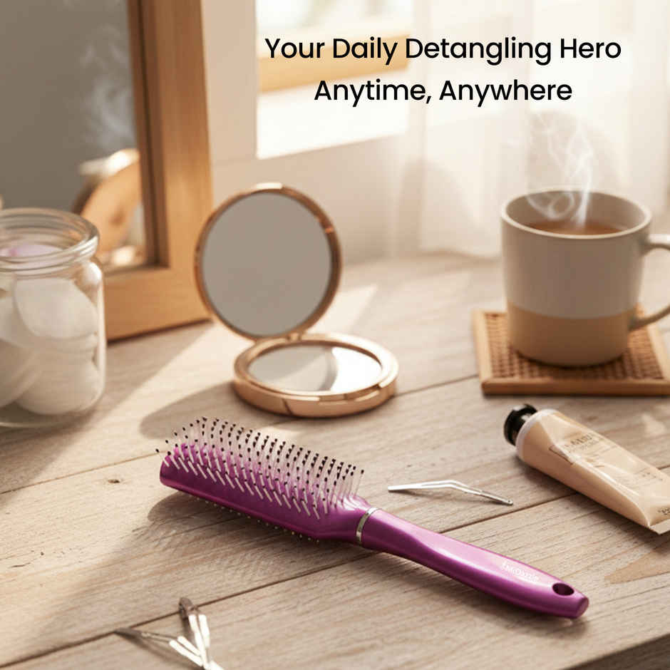 Midazzle Styling |NEO Flat Pink Hair Brush for All type Hair |MIHB0038